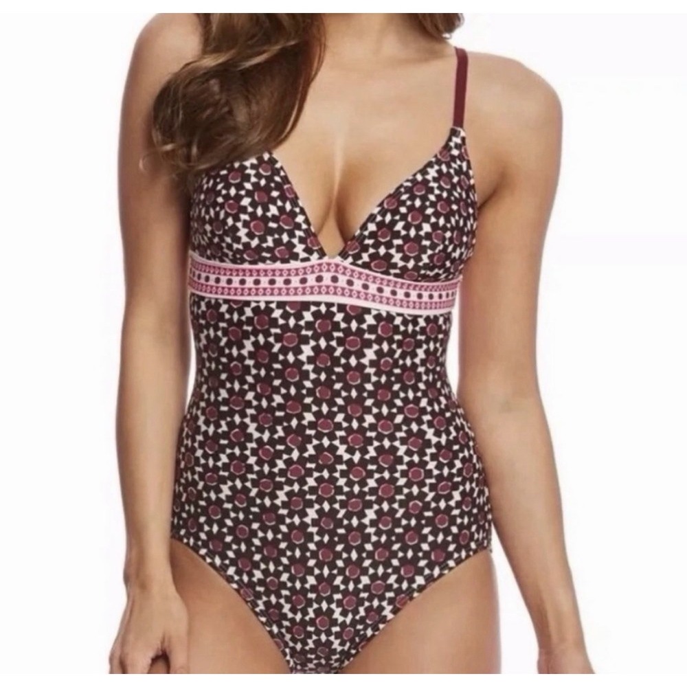 Kate Spade Womens One Piece Swimsuit Coronado Beach Triangle Floral Size S